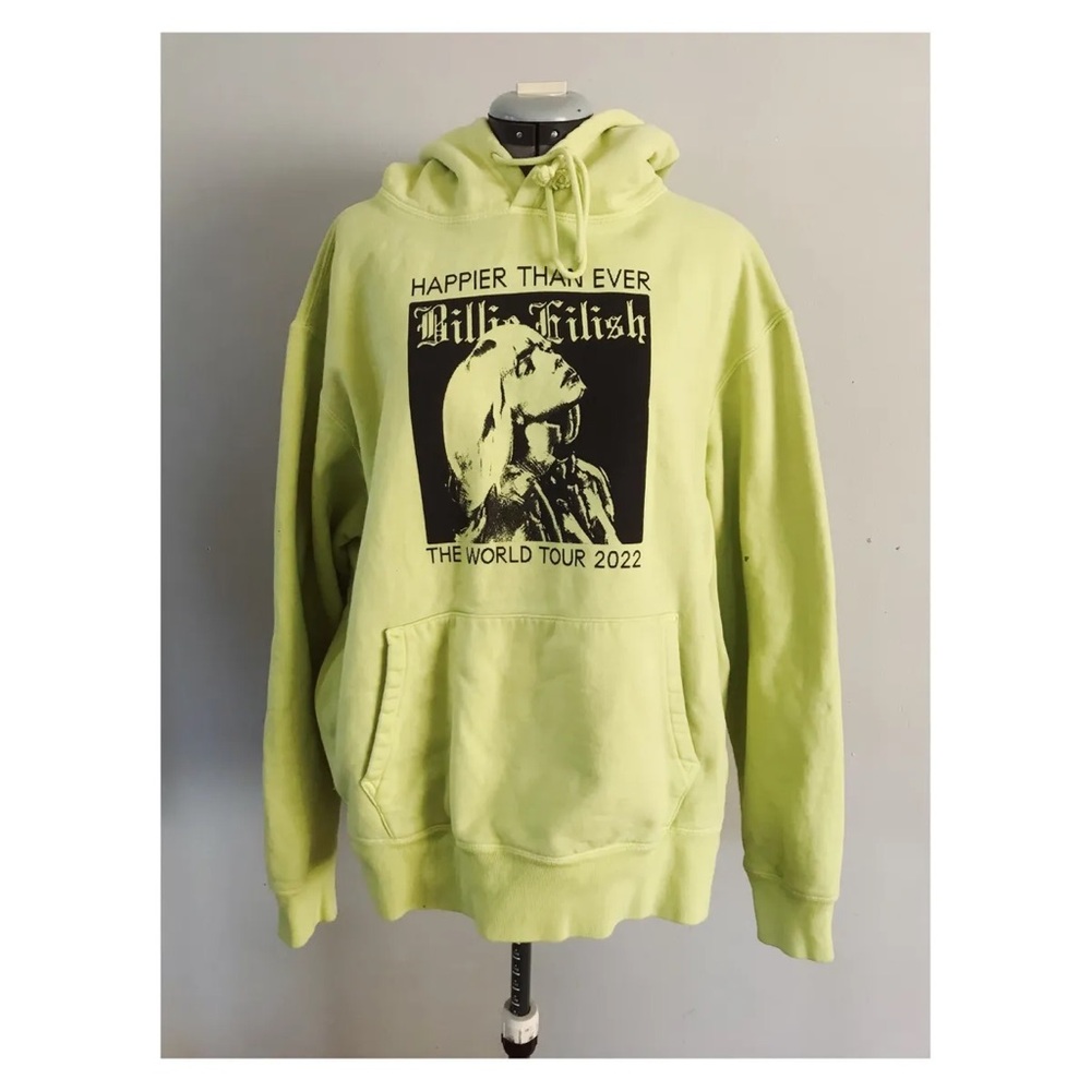 Billie Elish Happier Than Ever World Tour hoodie 2022 Lime Green size: Medium